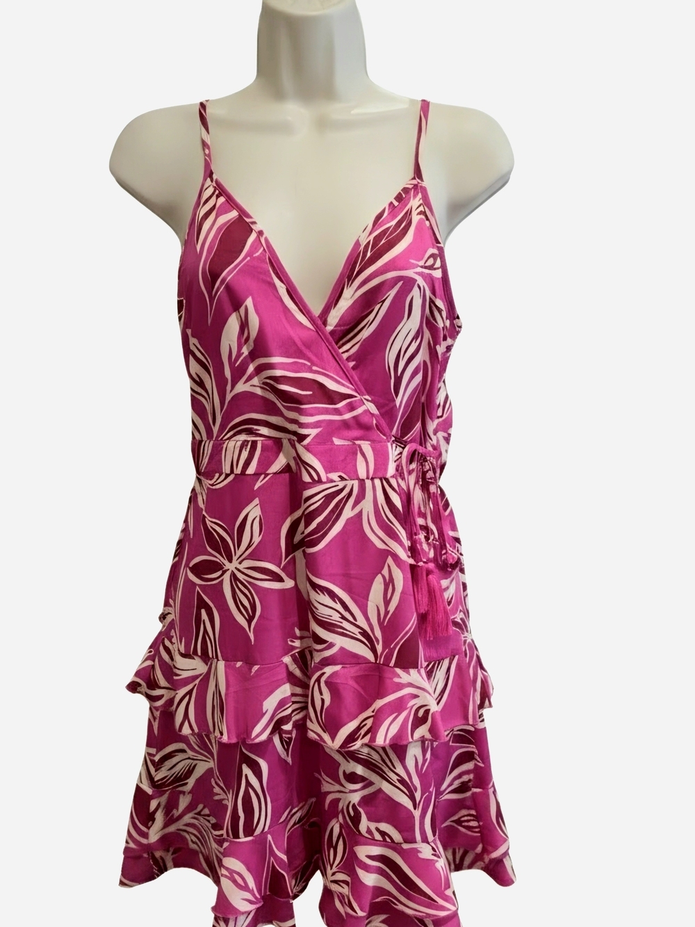 Girls Pink Floral Tiered One-Piece Dress